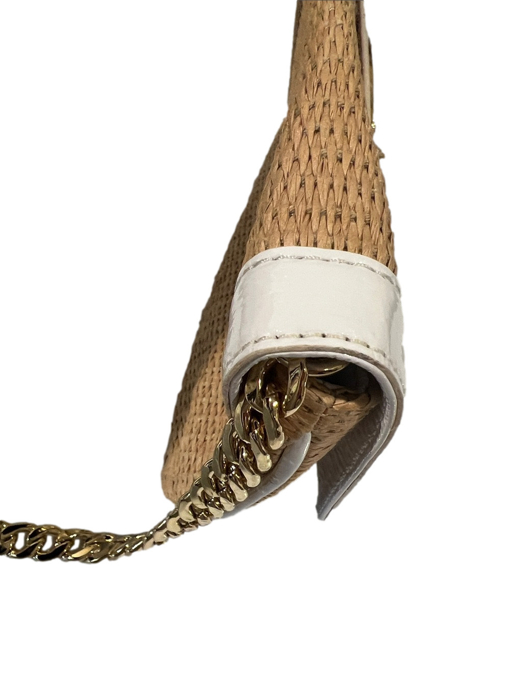 MICHAEL Michael Kors Tan Raffia Shoulder Bag with White Patent Trim - Picture 12 of 12